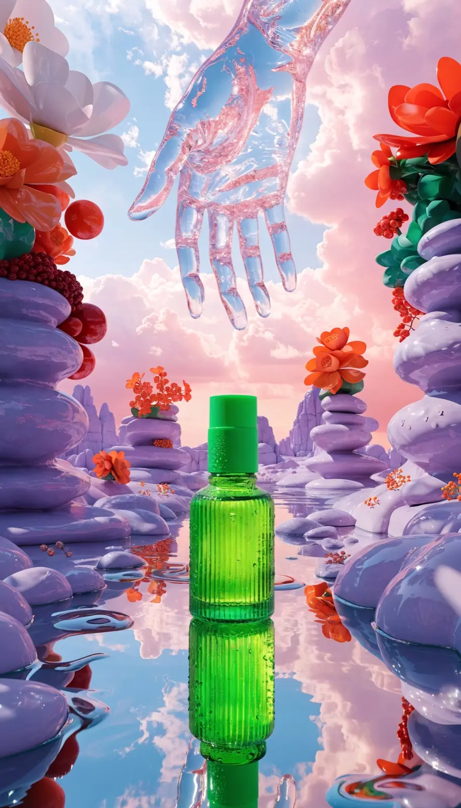 Serumfles van Dewy, variant met bloemen